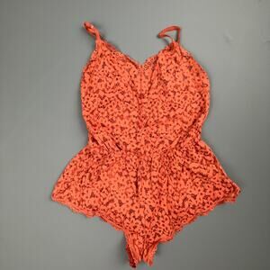 Victoria’s Secret Floral Lace Romper S Peach Lingerie Teddy